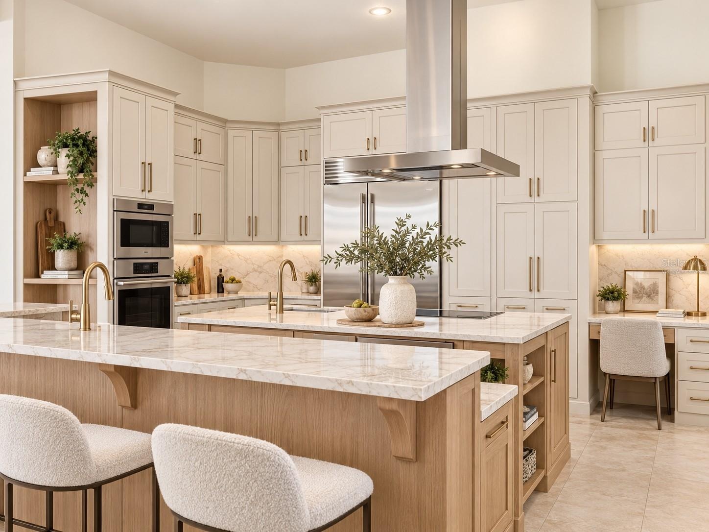 Virtually staged Re-Imagined Creamy Oak Kitchen