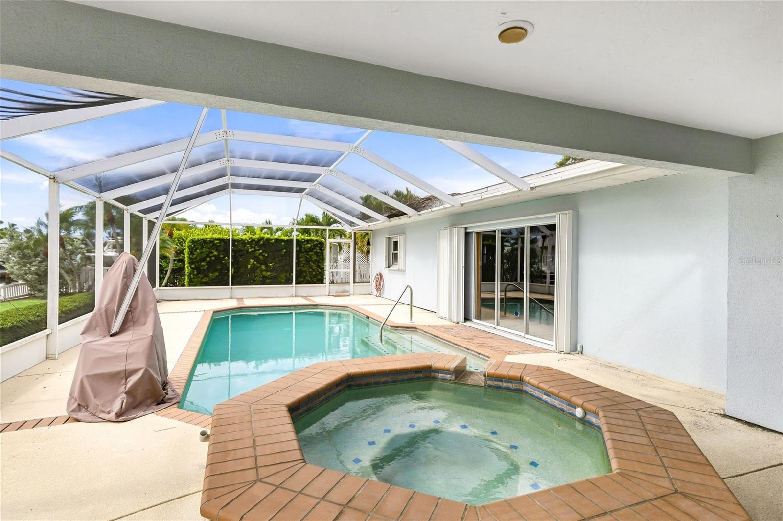 Screened pool and spa area