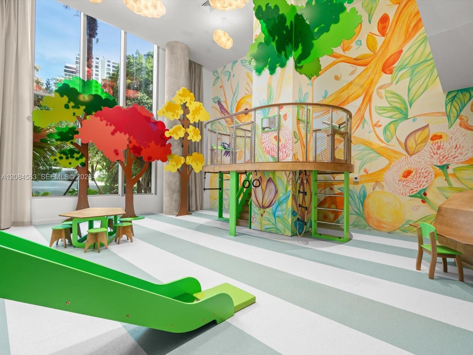 Thoughtfully designed children’s playroom with creative activity spaces