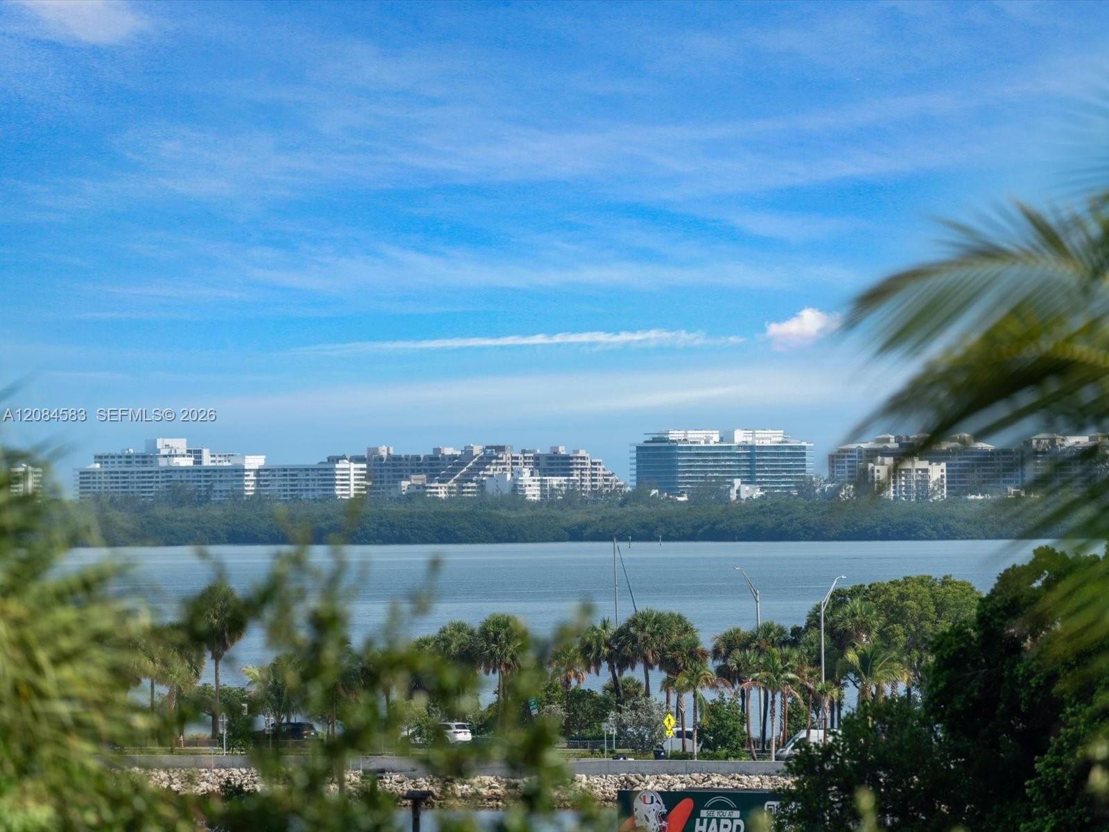 East-facing view with a glimpse of Biscayne Bay beyond