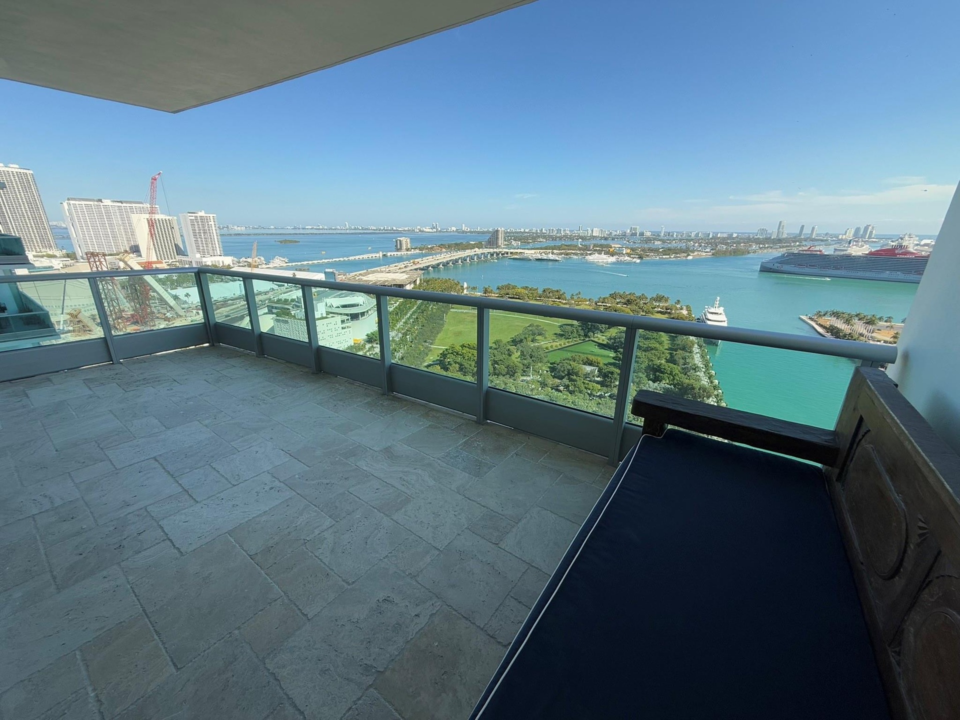 Spacious outdoor terrace with tile flooring
