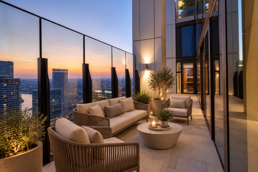 Magnificent 53rd Floor Terrace - This is a virtually staged image intended to help buyers visualise the room’s potential.