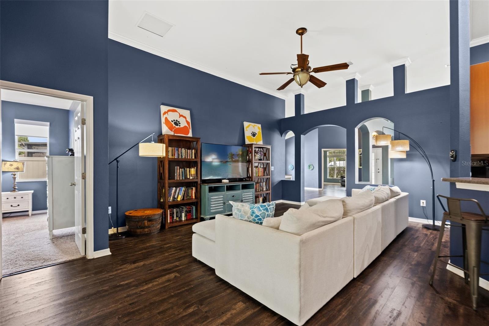 At the heart of the home, the family room offers plenty of space to gather while remaining open to the kitchen.