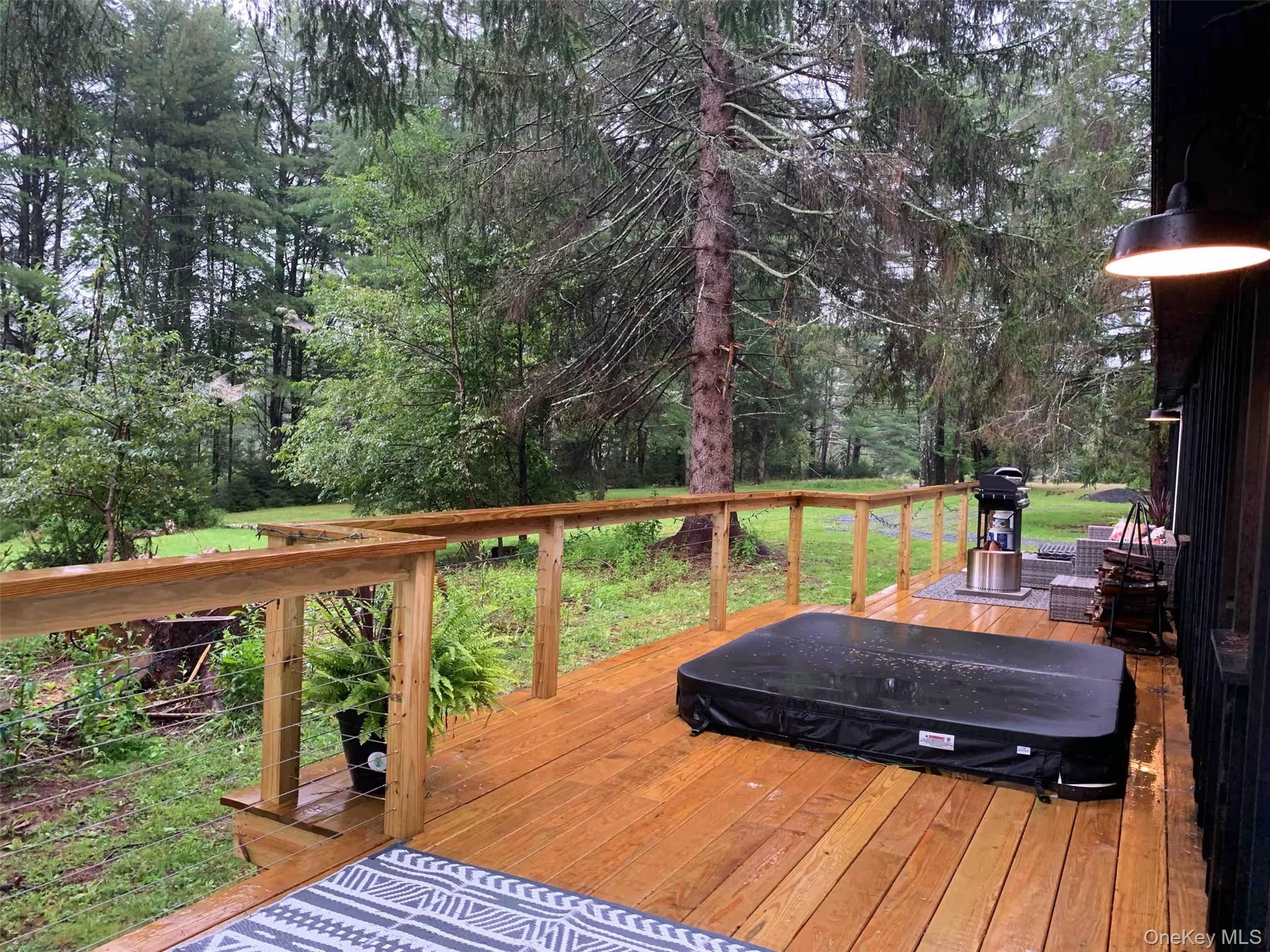hot tub built into the deck