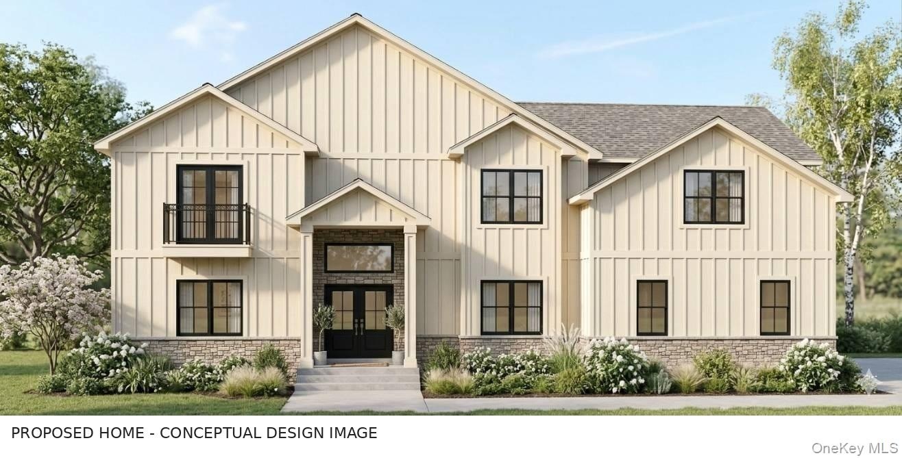 Conceptual exterior design alternative for the to-be-built home. Architectural potential only; not a photograph of a completed home.