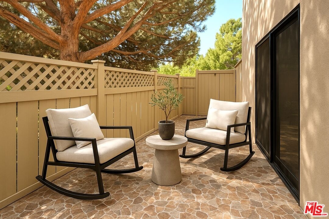 Patio area staged.
