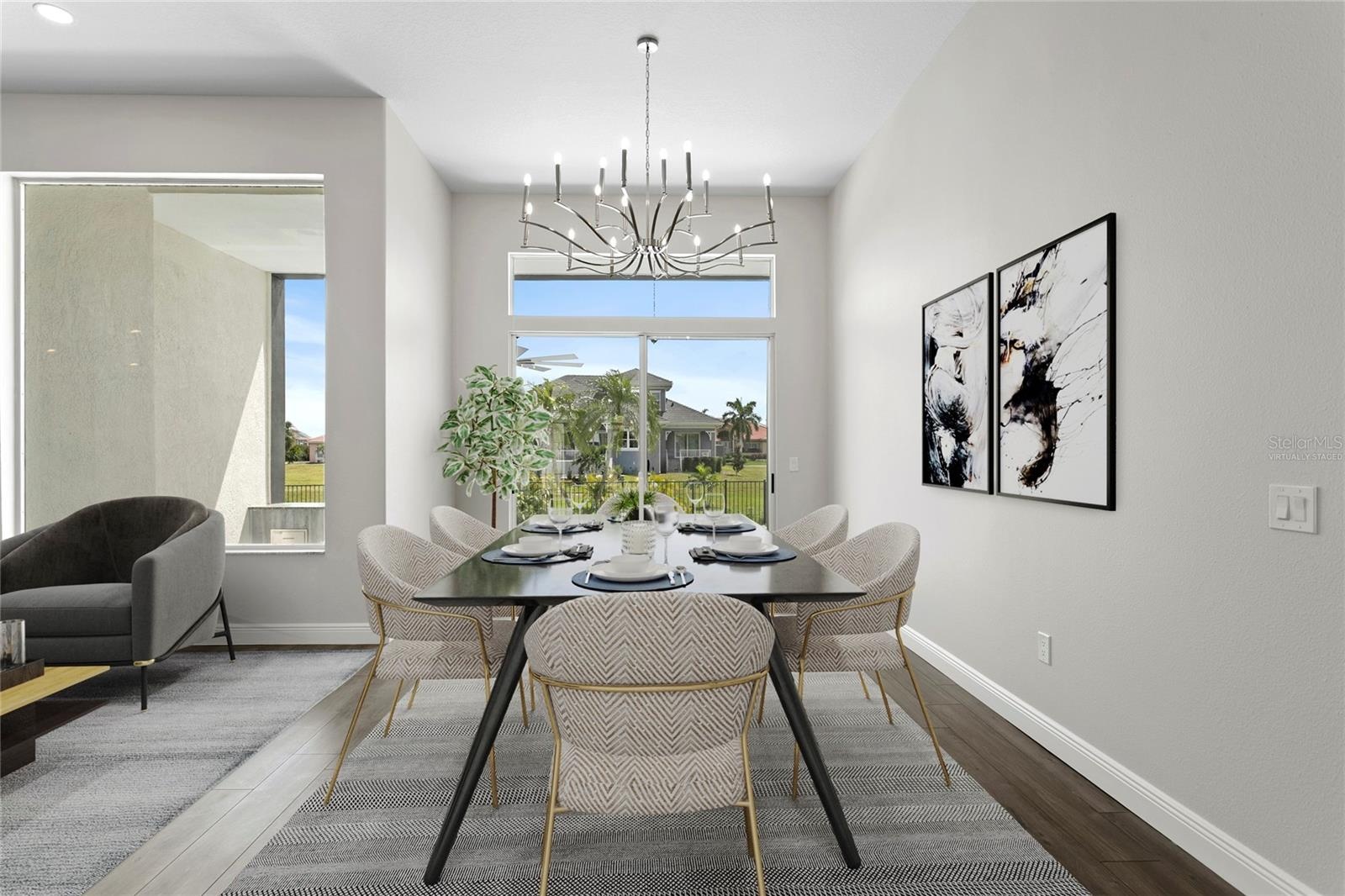 Virtually staged dining room.