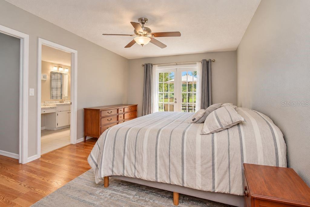 The primary suite is on the left side of the home.
