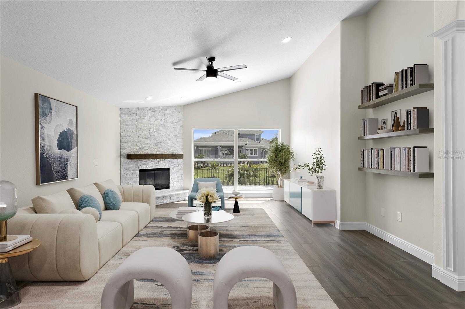 Virtually staged family room