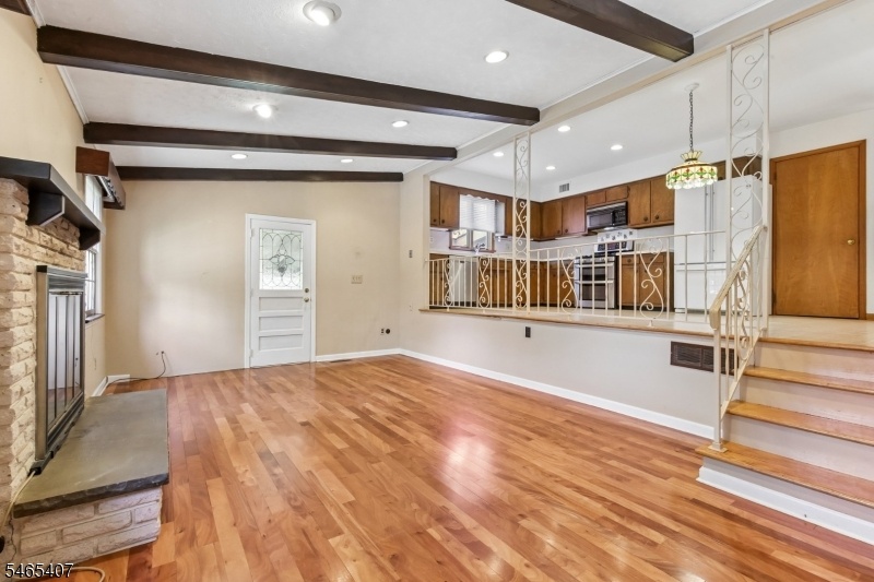 family room beamed ceiling