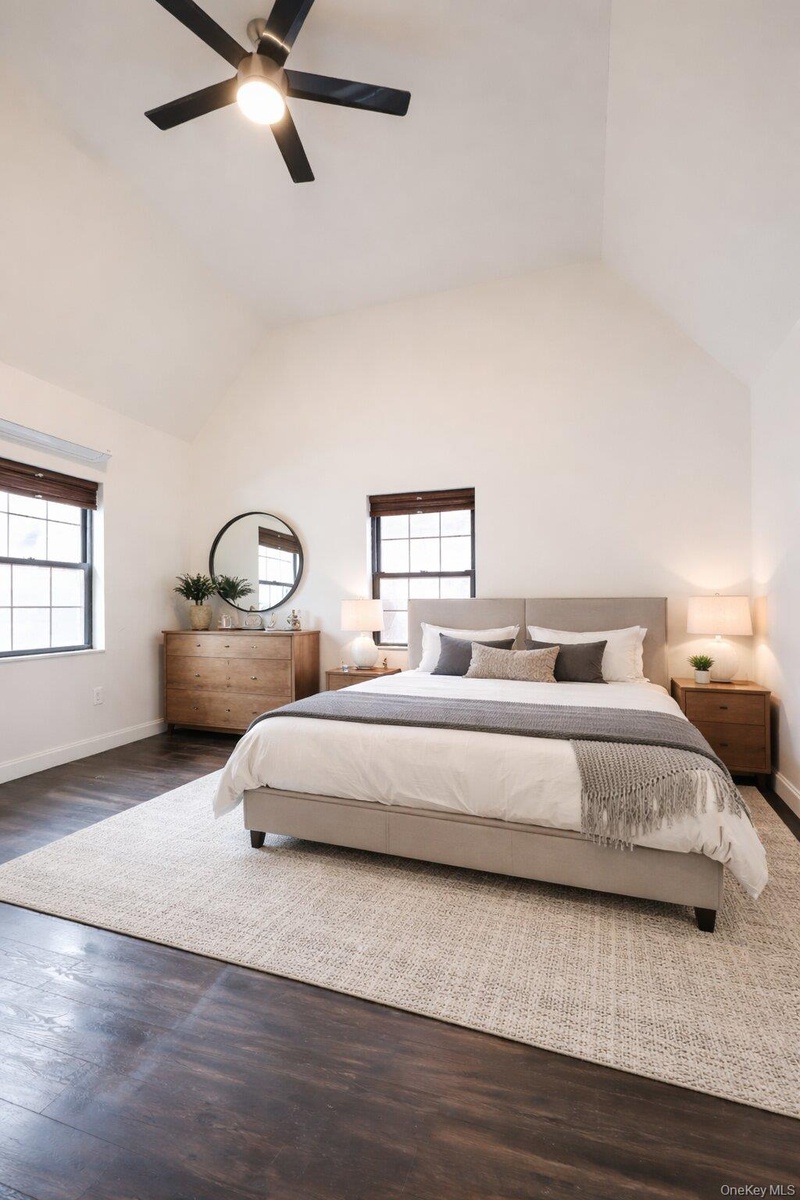 Virtually staged primary bedroom