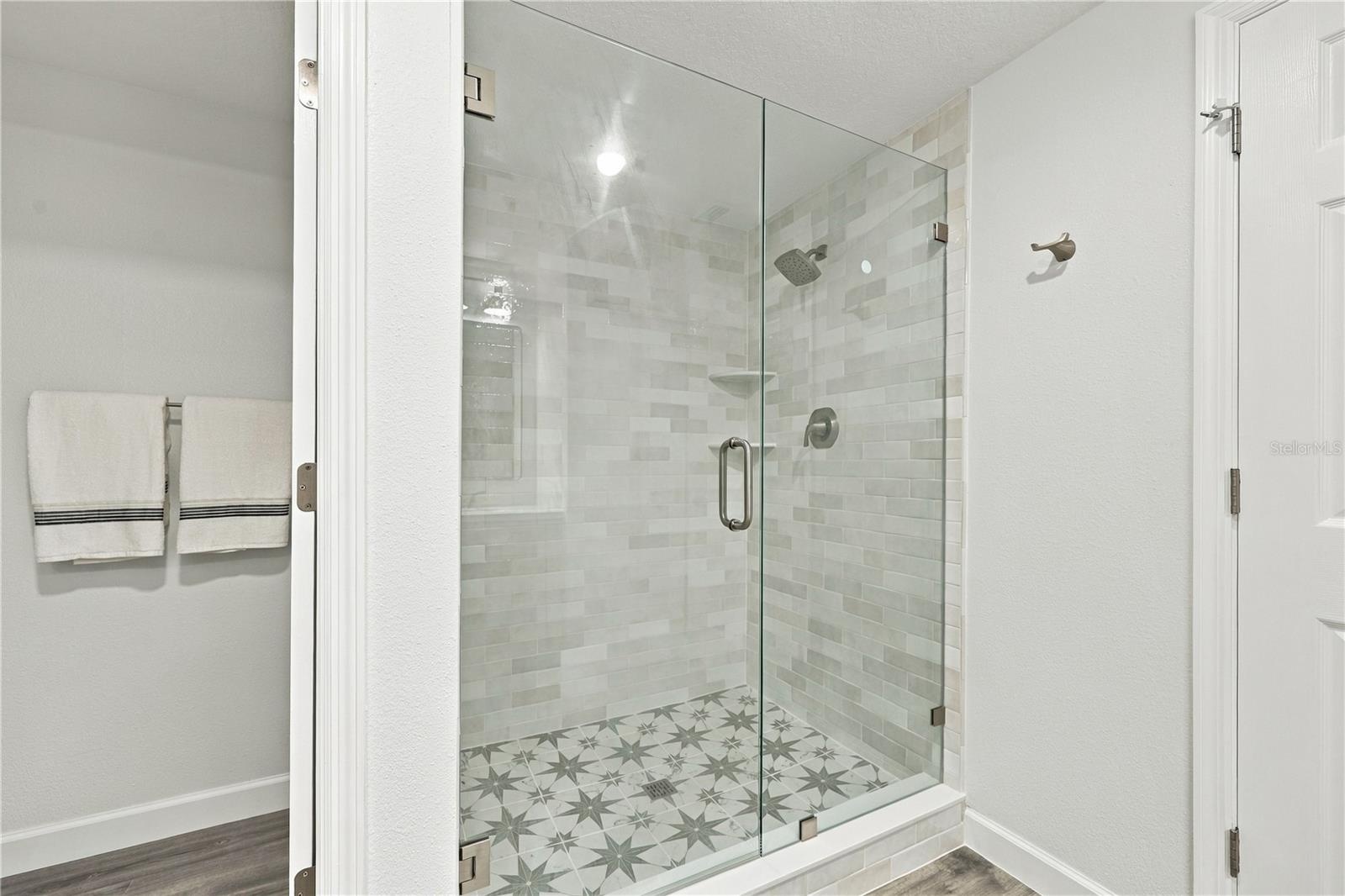 Shower and view of Water closet