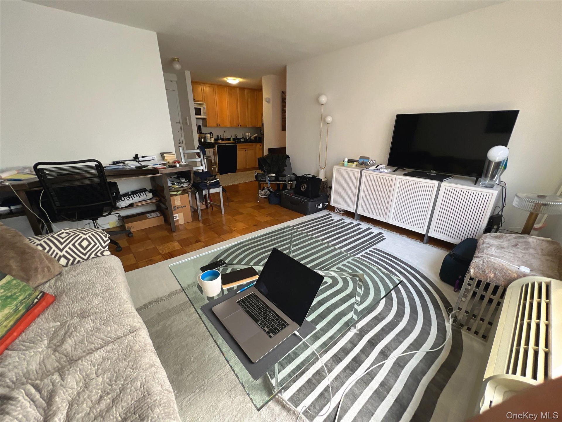 Living room featuring a desk
