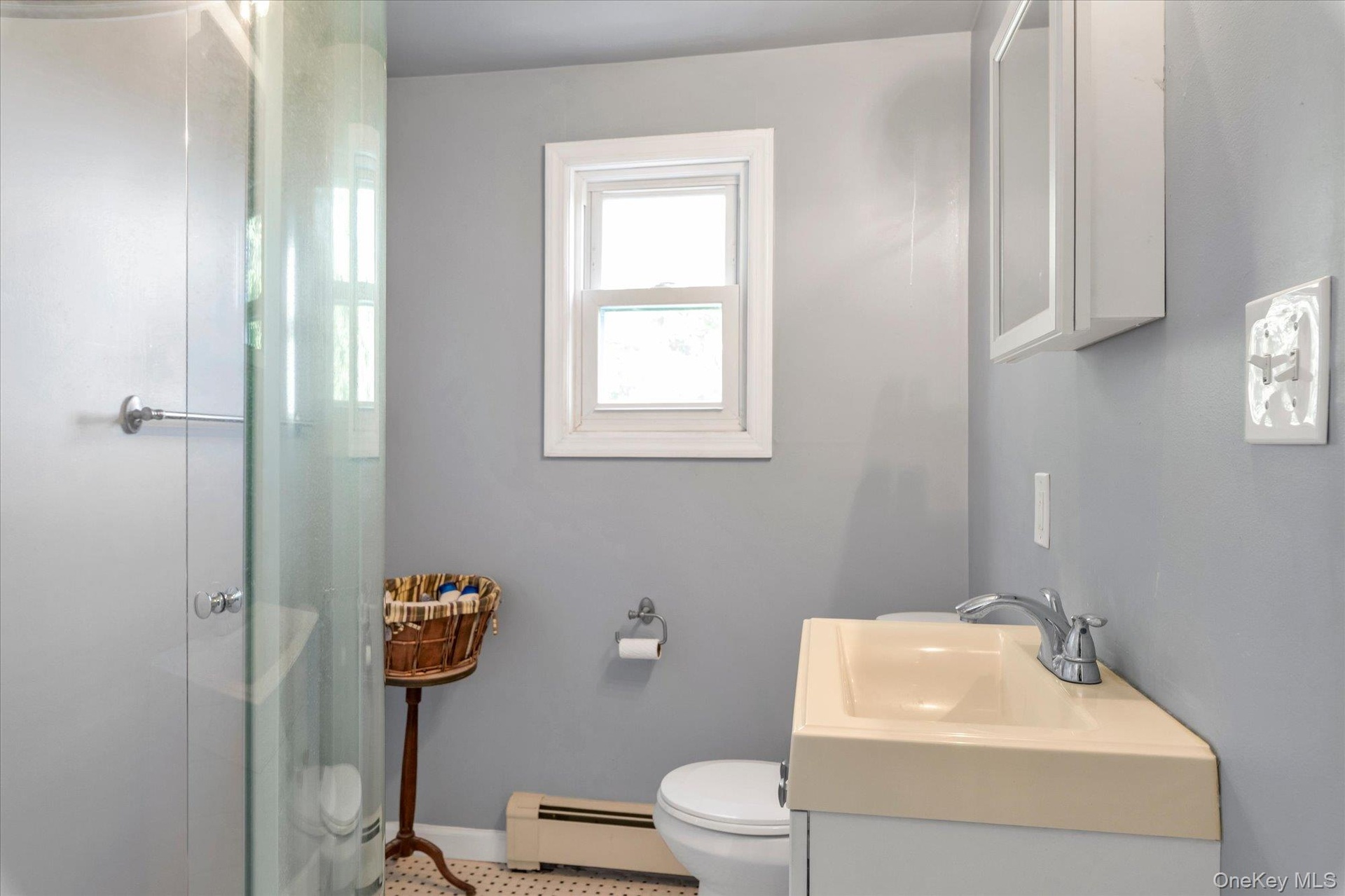 Upstairs bath with shower stall