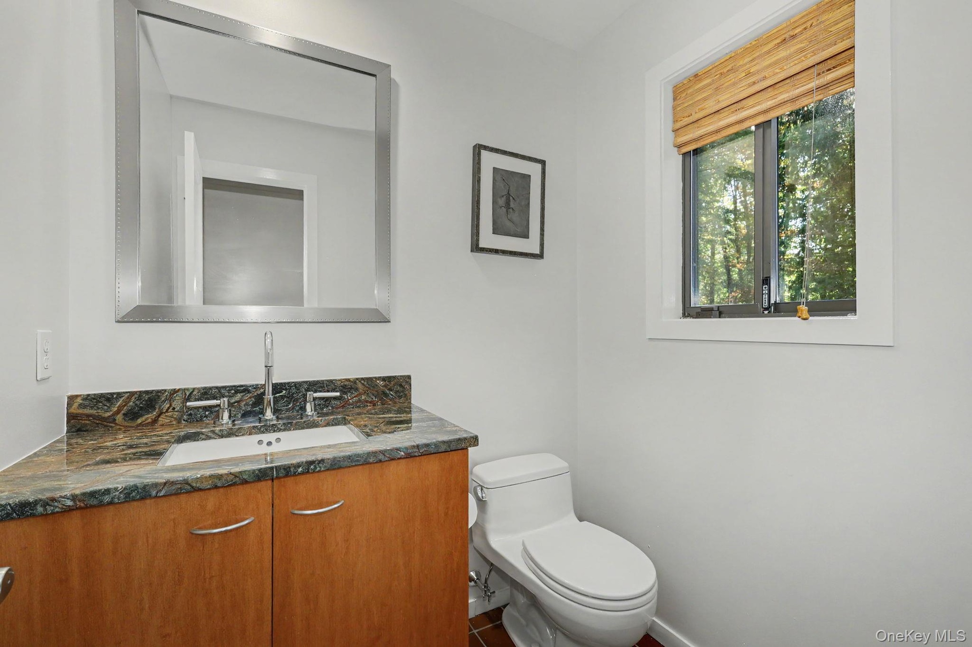 First-floor powder room.