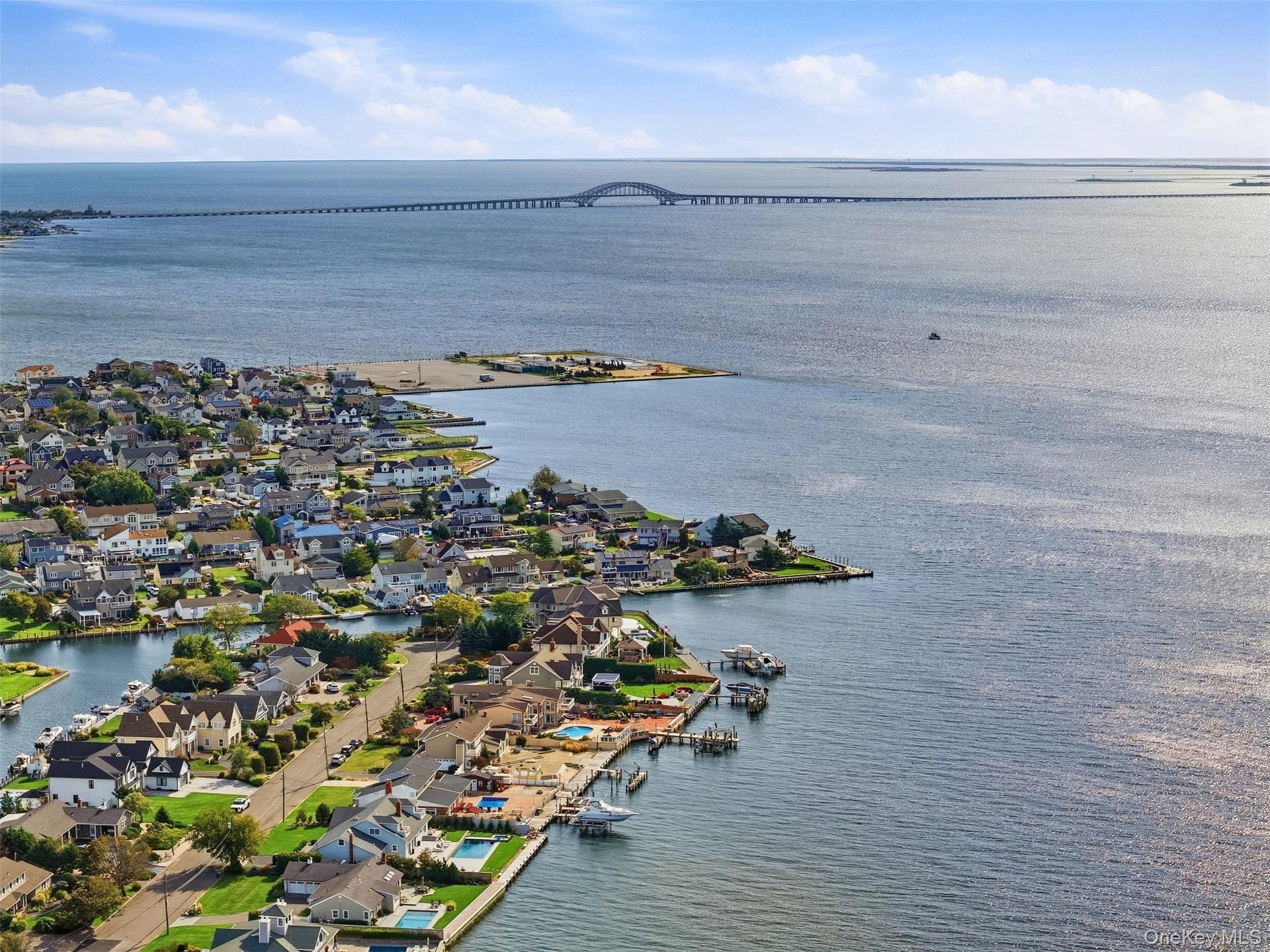 Aerial shot of Great South Bay