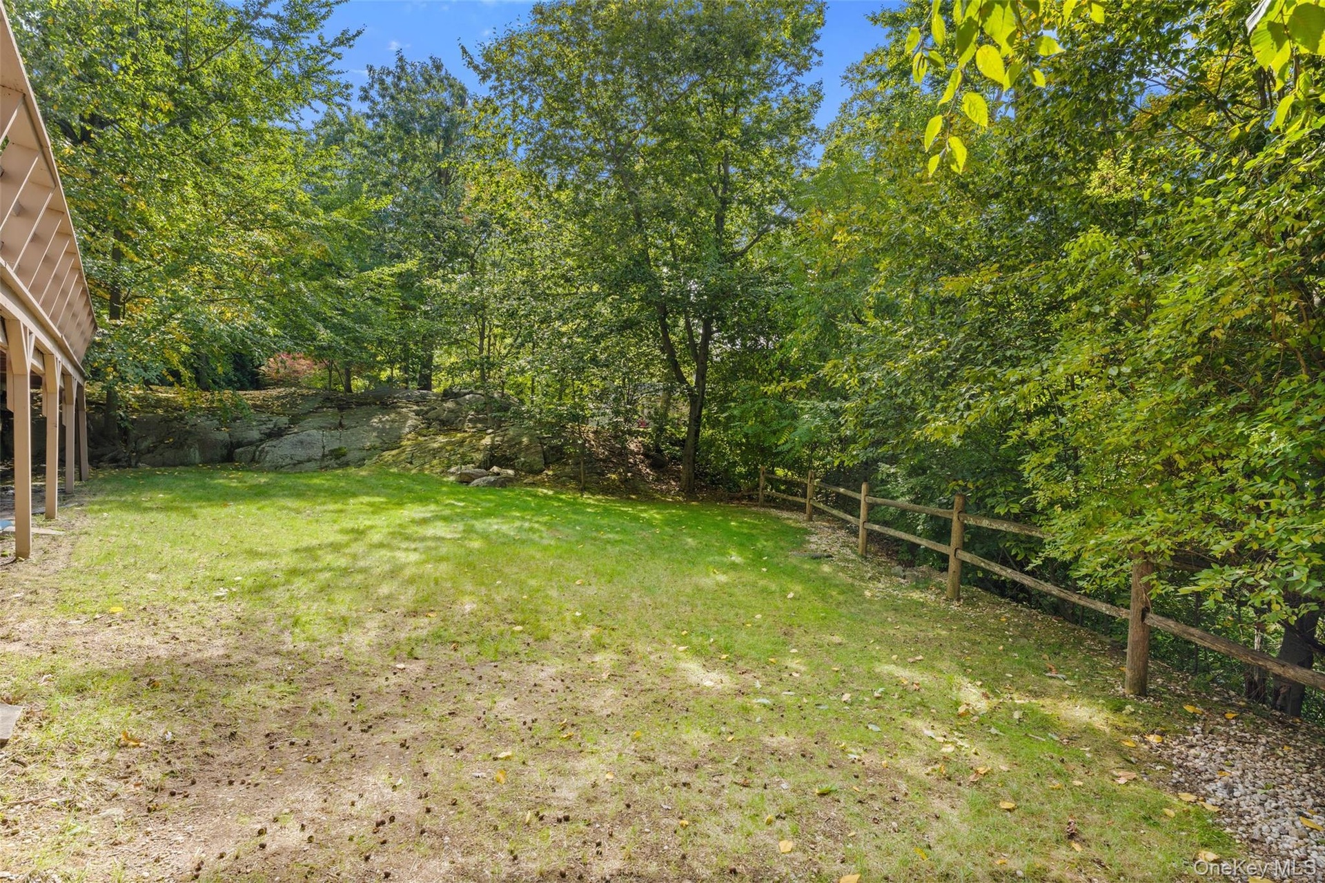 Large level backyard.