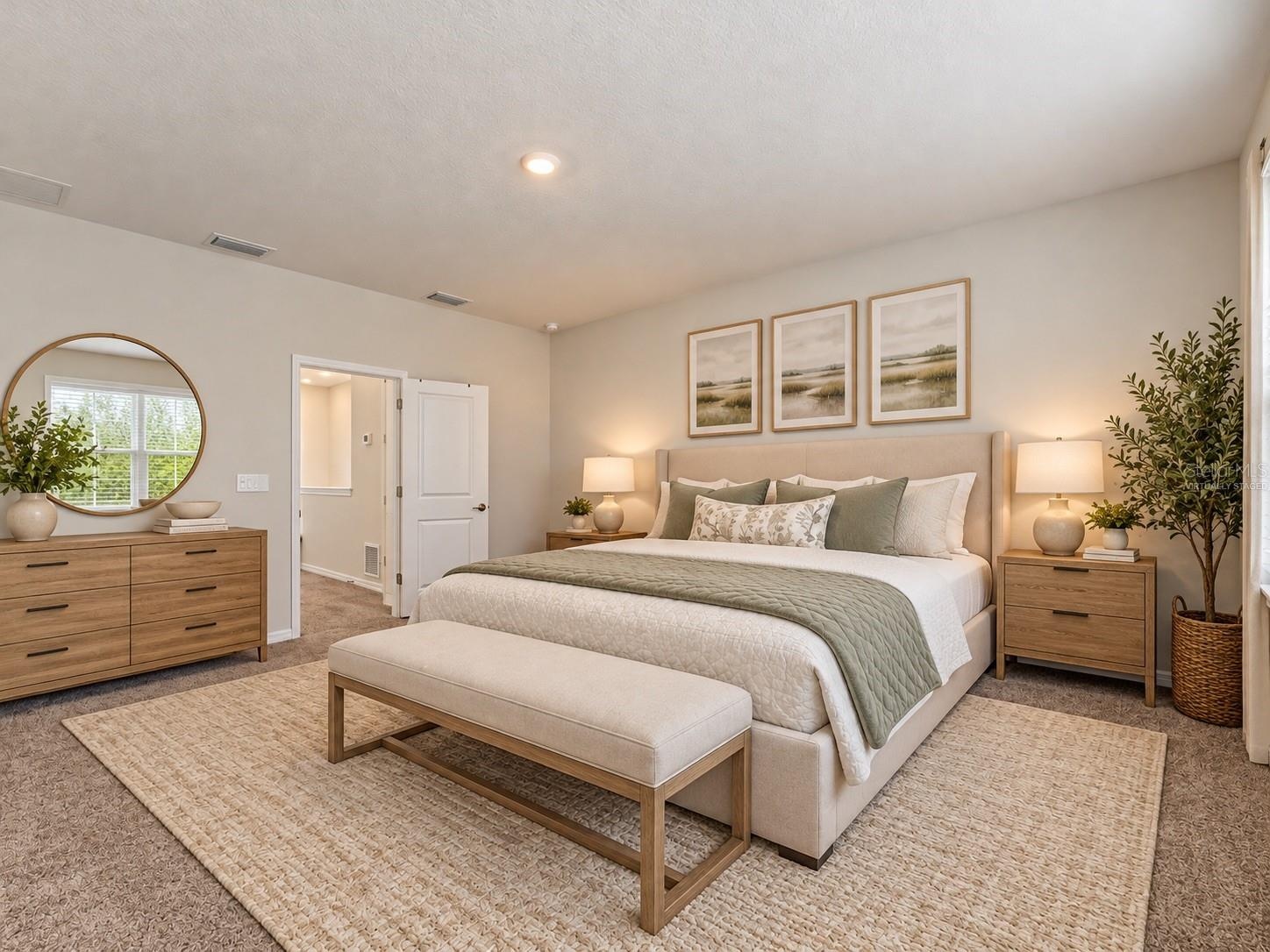 virtually staged master bed