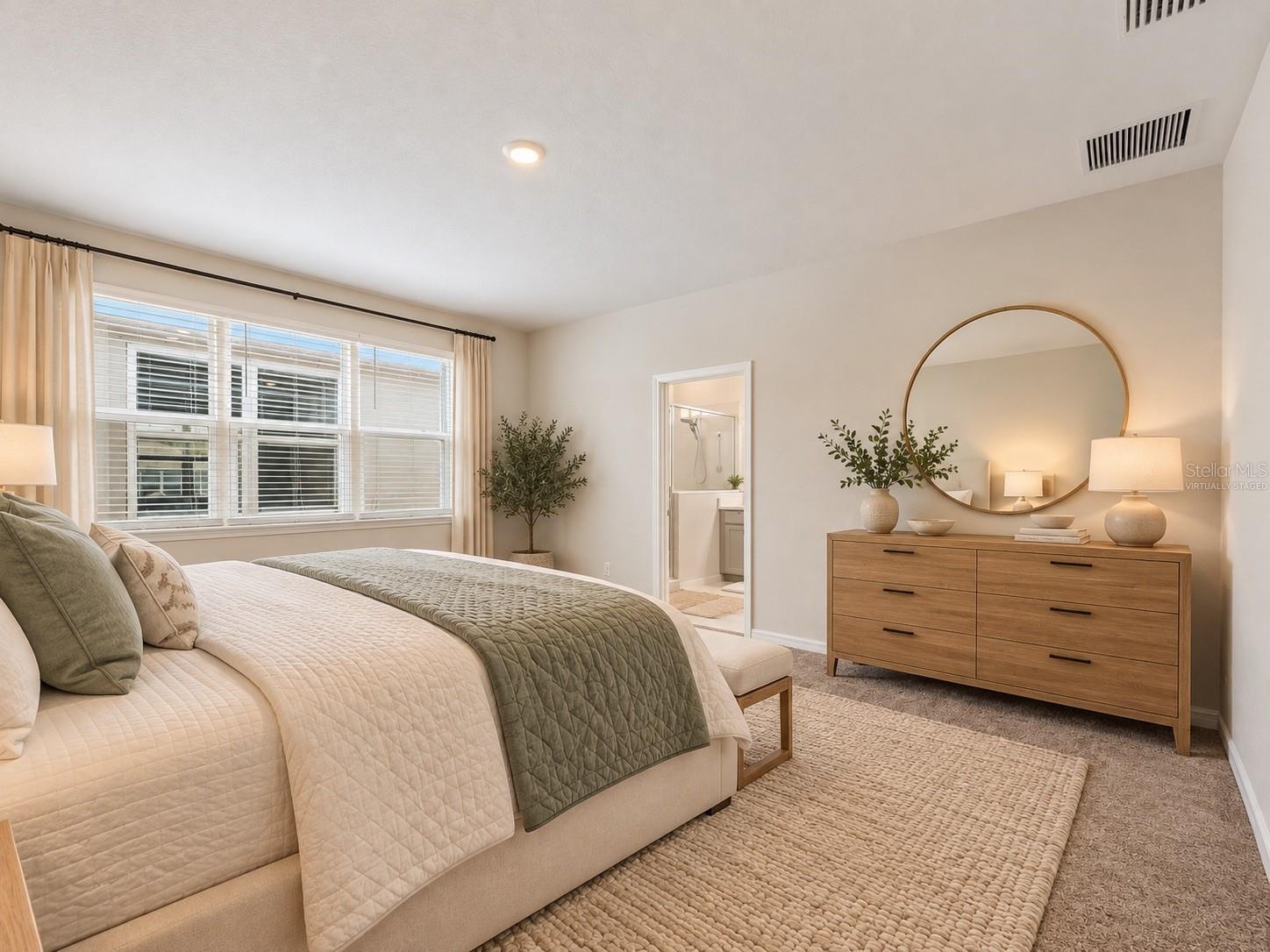 virtually staged master bed