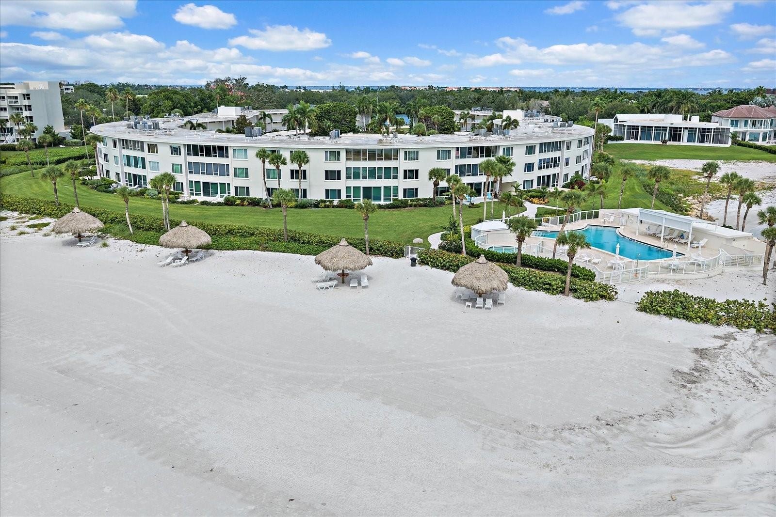 Sands Point, beach, pool and tiki's