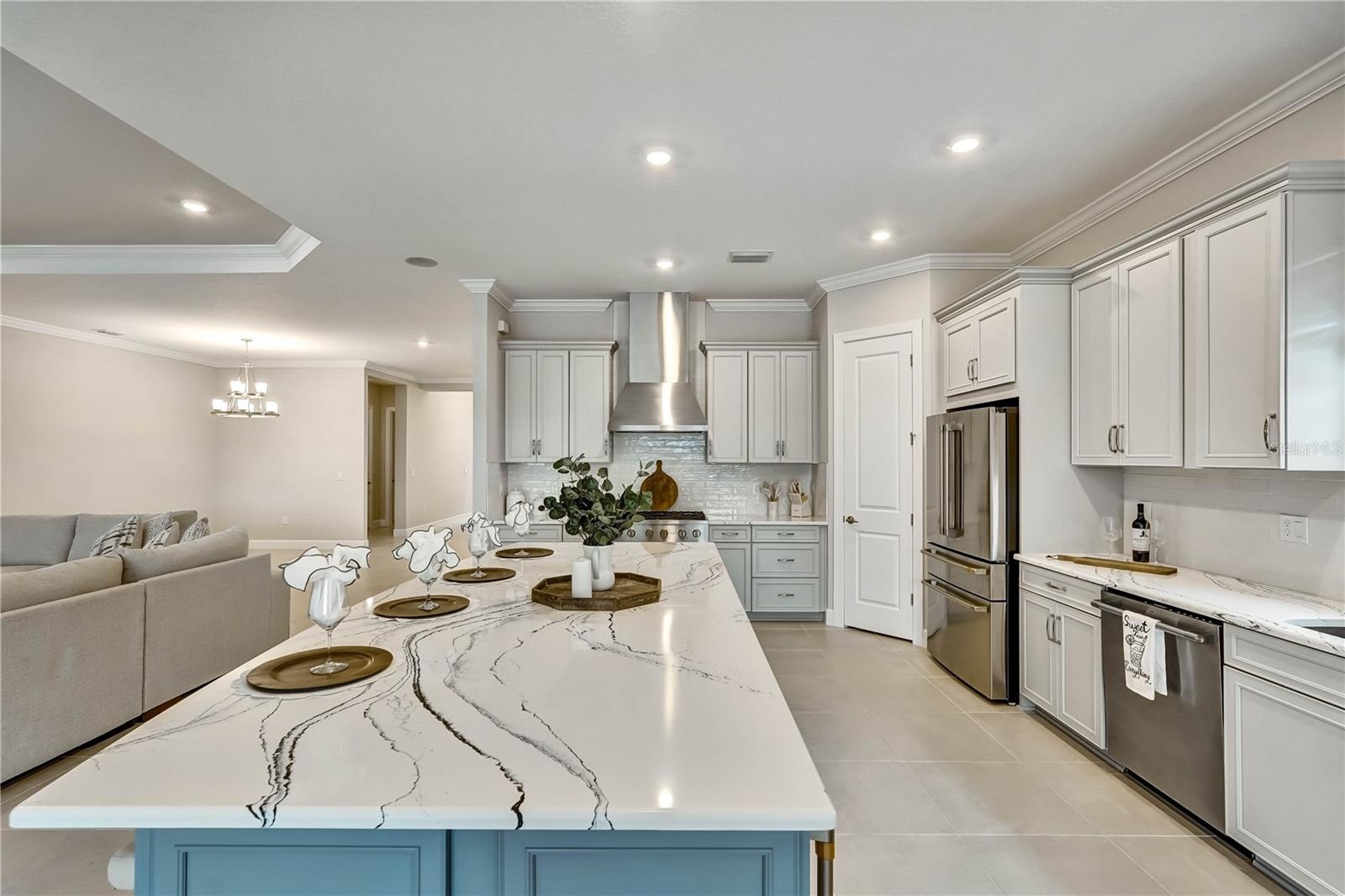 kitchen with beautiful quartz countertops