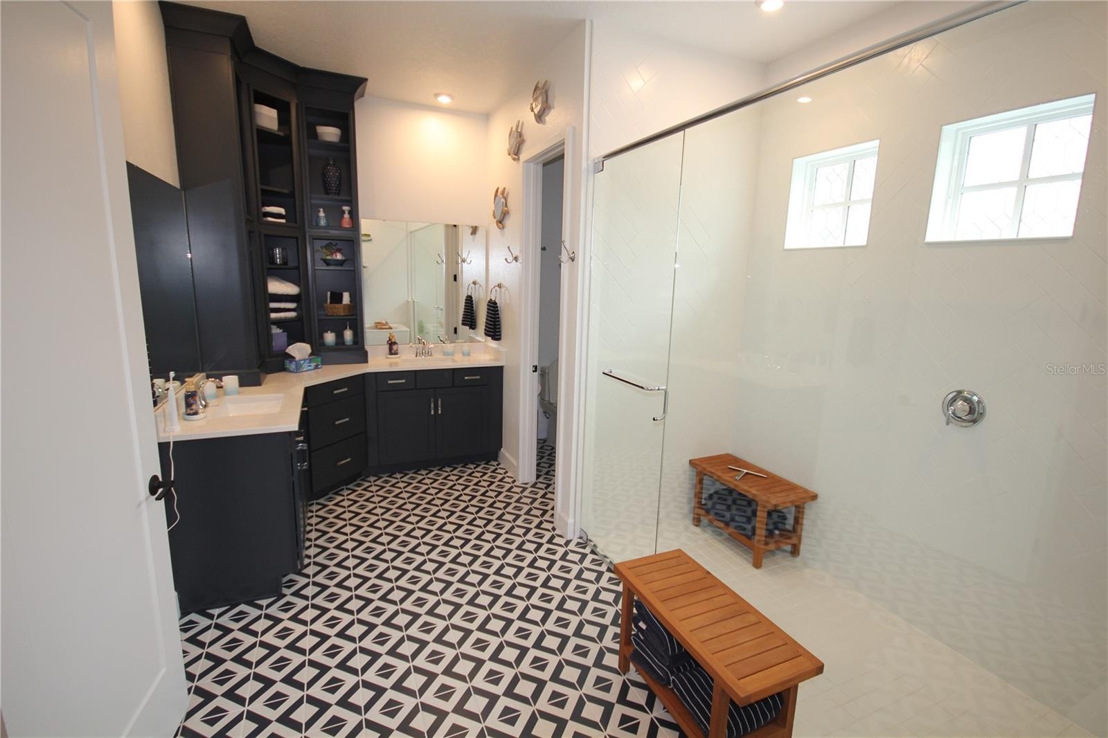 PRIMARY BATHROOM WITH UPGRADED CABINETRY