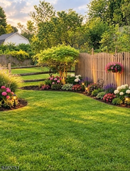 Fenced+flower filled beds!
