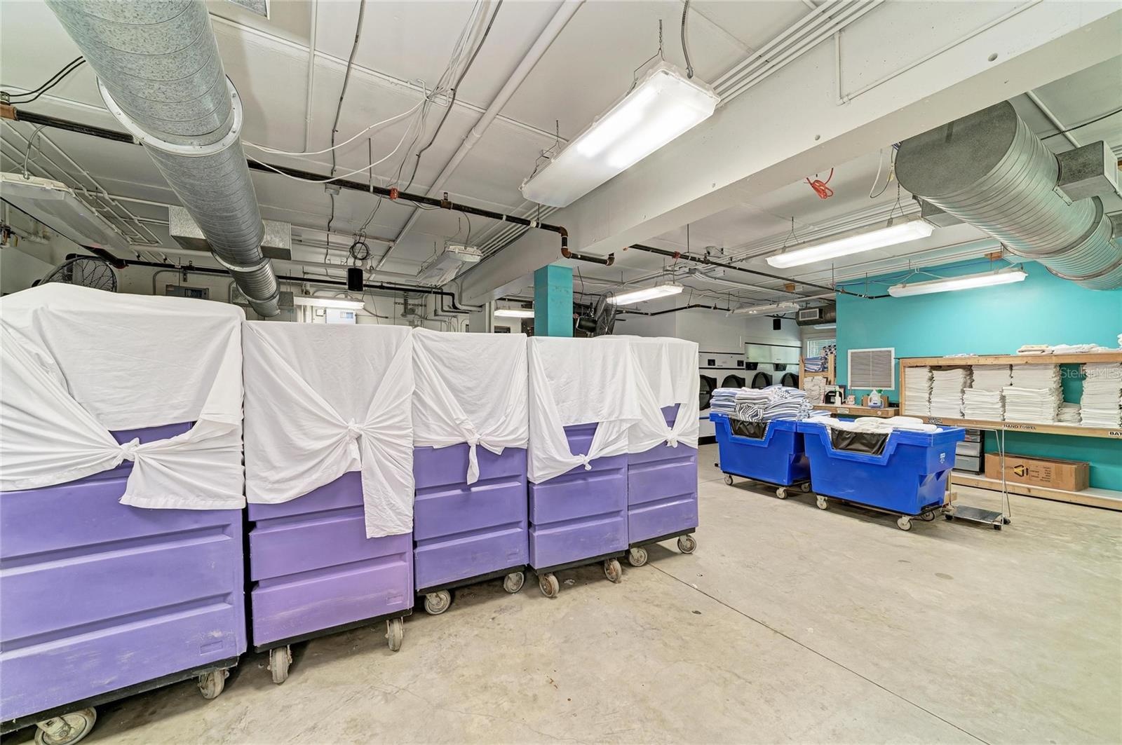Ground level laundry area