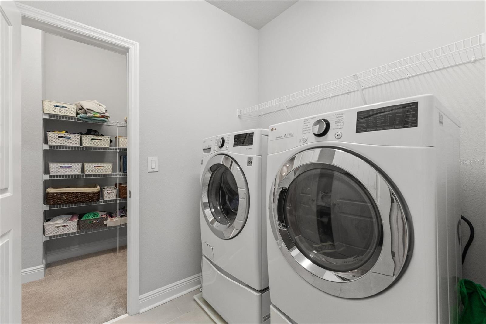 Smart connection to laundry from Primary bedroom closet.