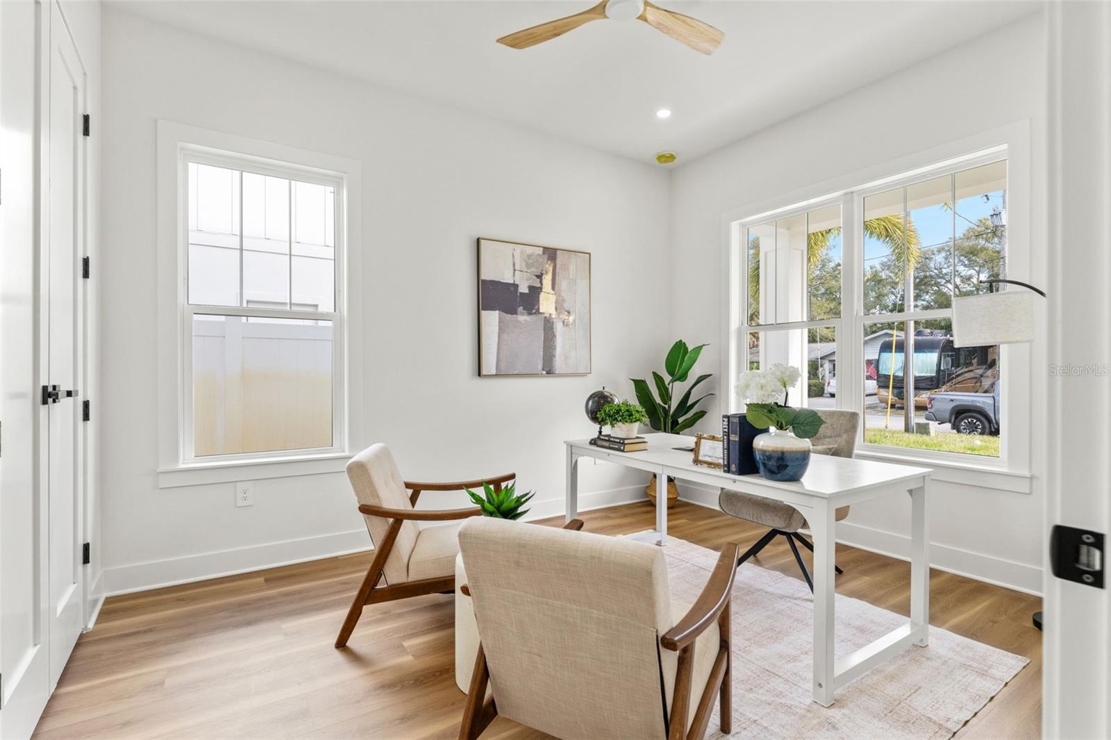 Downstairs bedroom shown as office