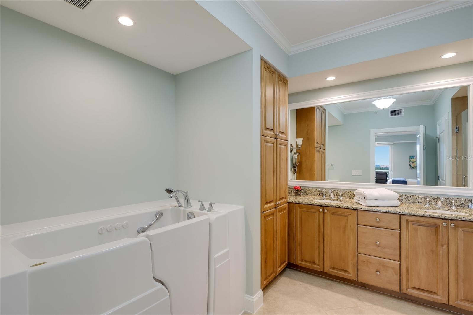 Walk-in spa tub in primary bath
