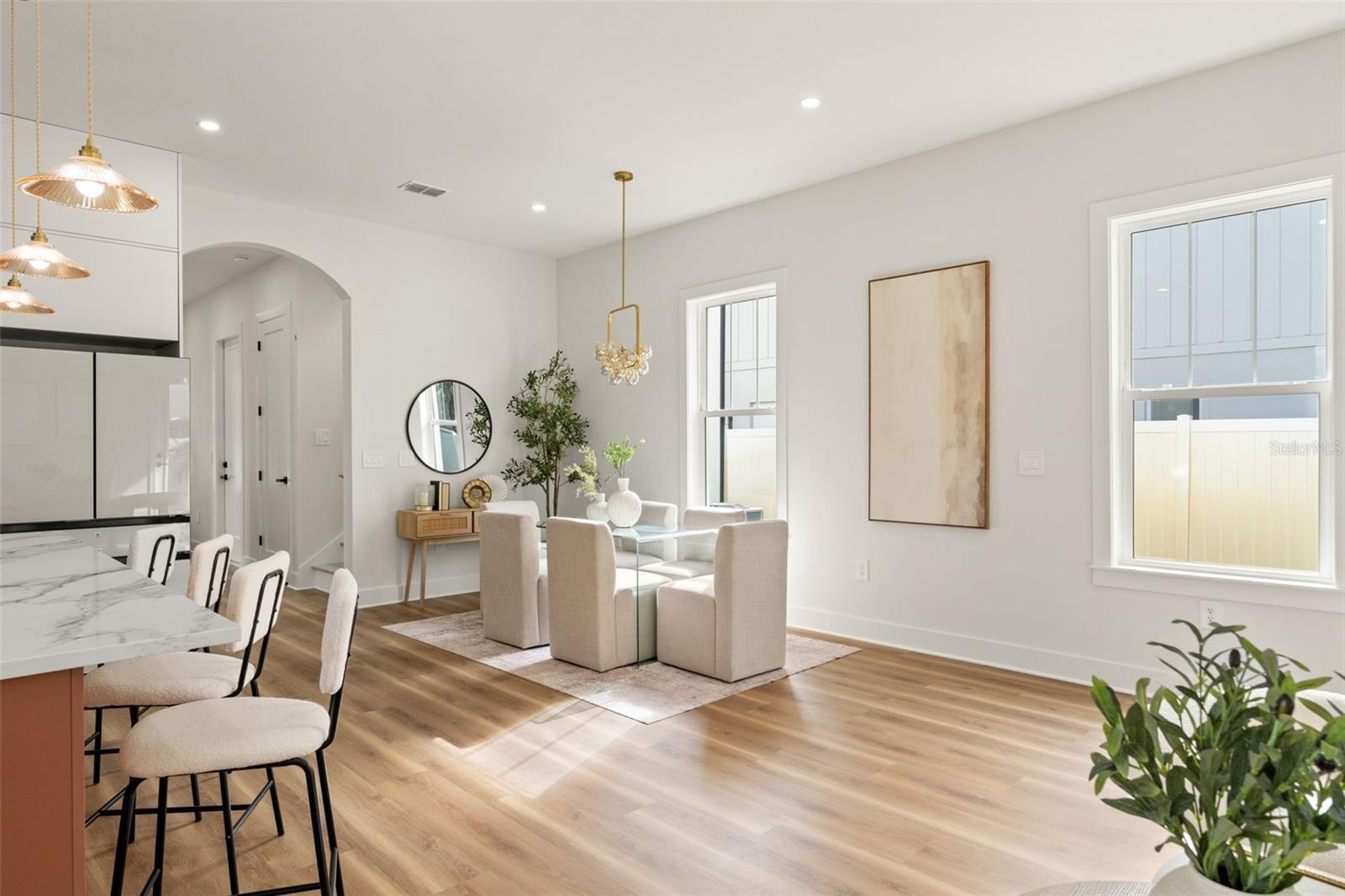 Natural light in kitchen and dining