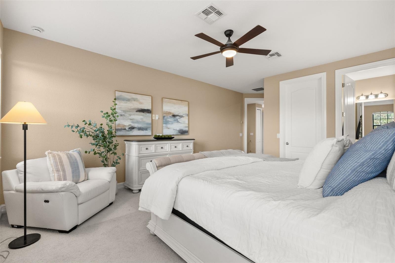 Upstairs Primary Bedroom - Walk in closet and a linen closet