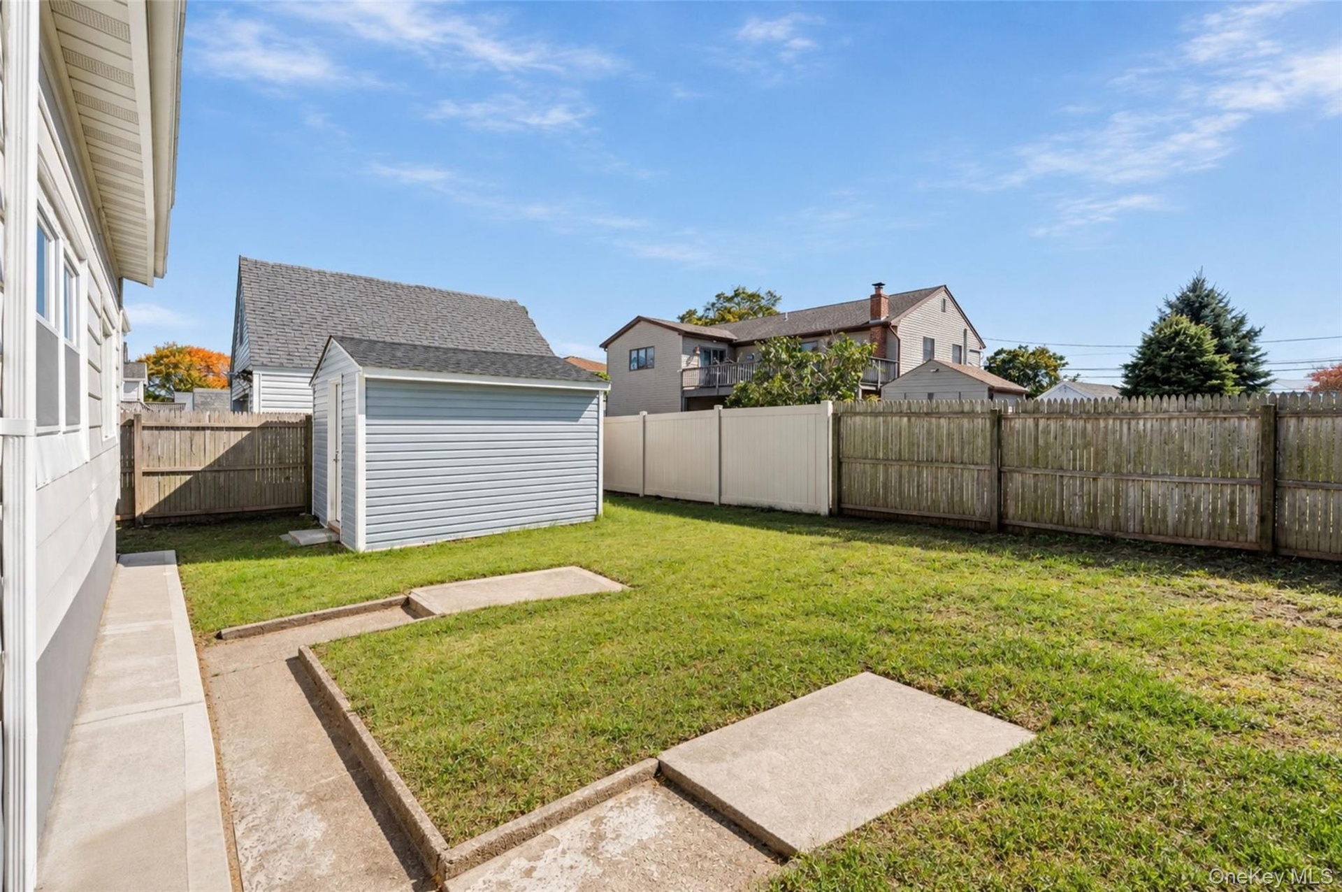 Shed.  AI Enhanced backyard