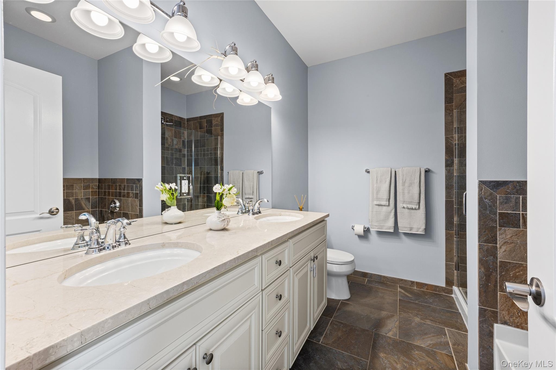 Double Vanity with Integrated Sinks, Chrome Fixtures