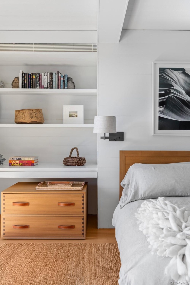 With custom built-in shelving