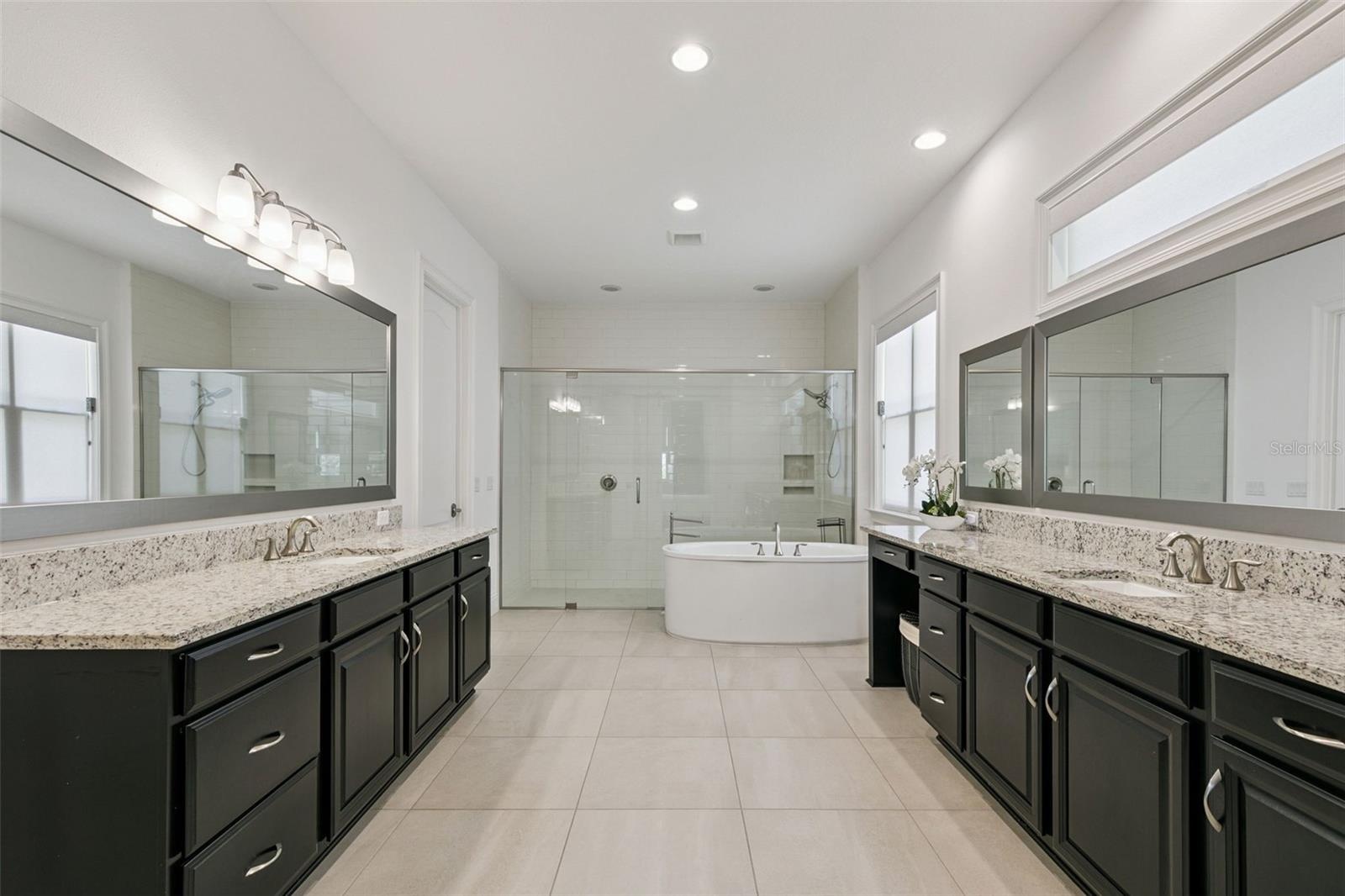 Large walk-in shower and deep soaking tub