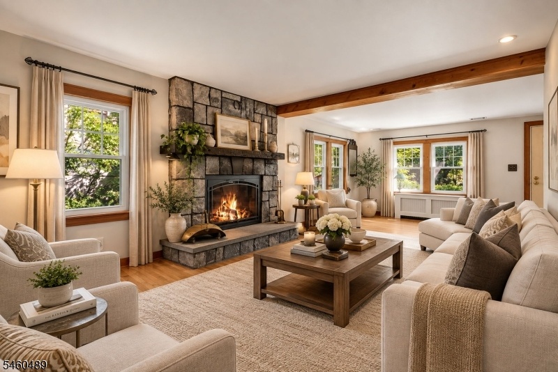 Living room virtually staged