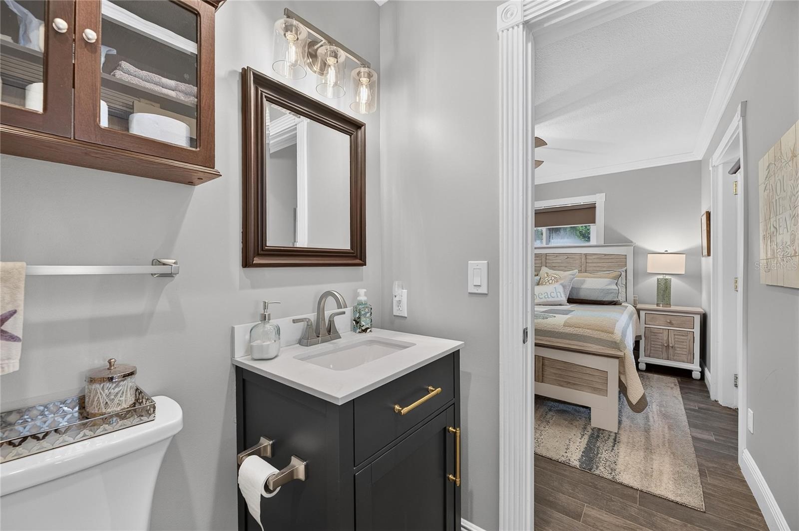 Extended Height Vanity, Single Undermount Sink, And Quartz Countertop!