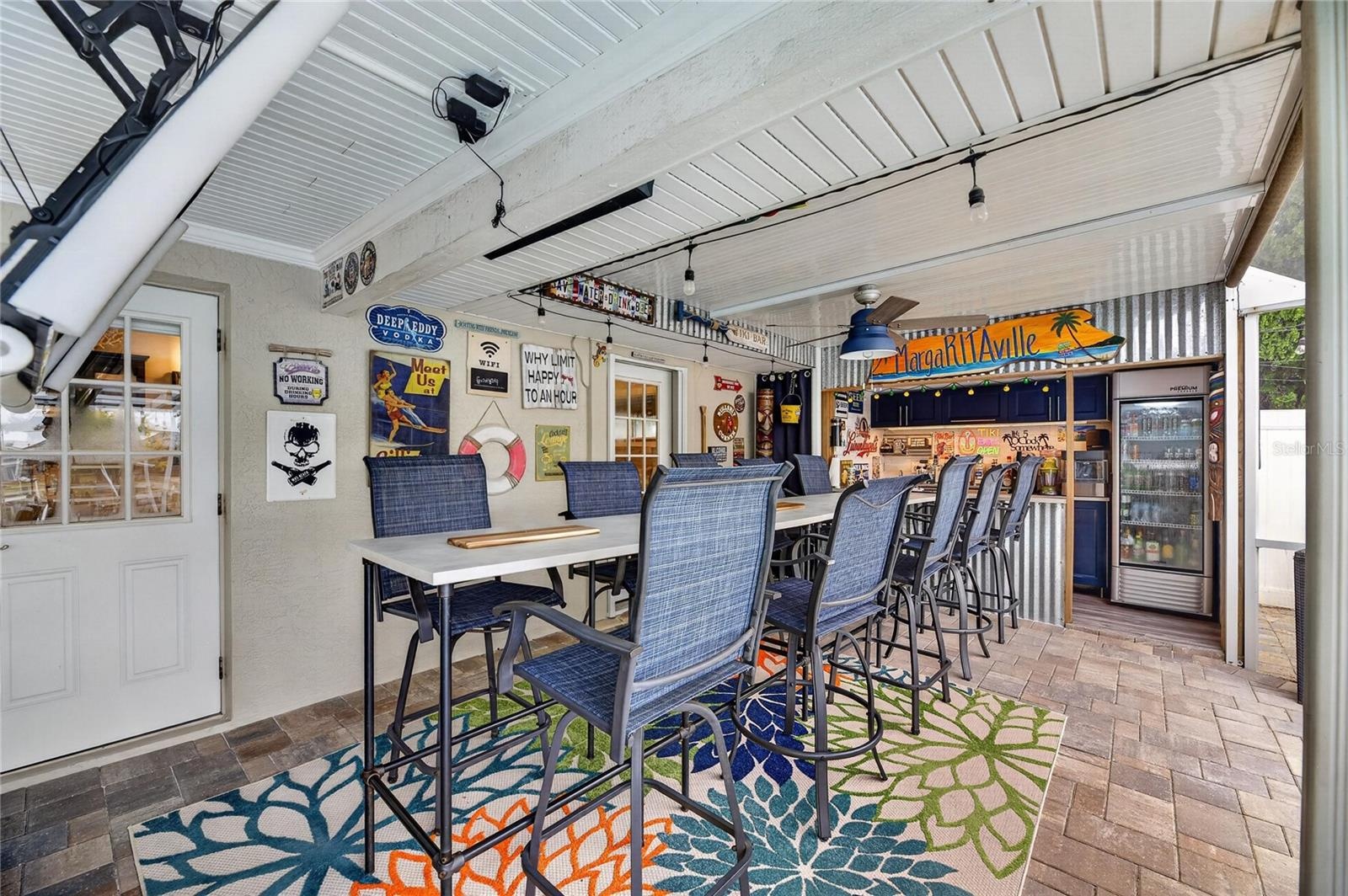 Holy Back Lanai Bar Batman!! WHAT IS THAT? A 14' Long Bar Height Table?!!