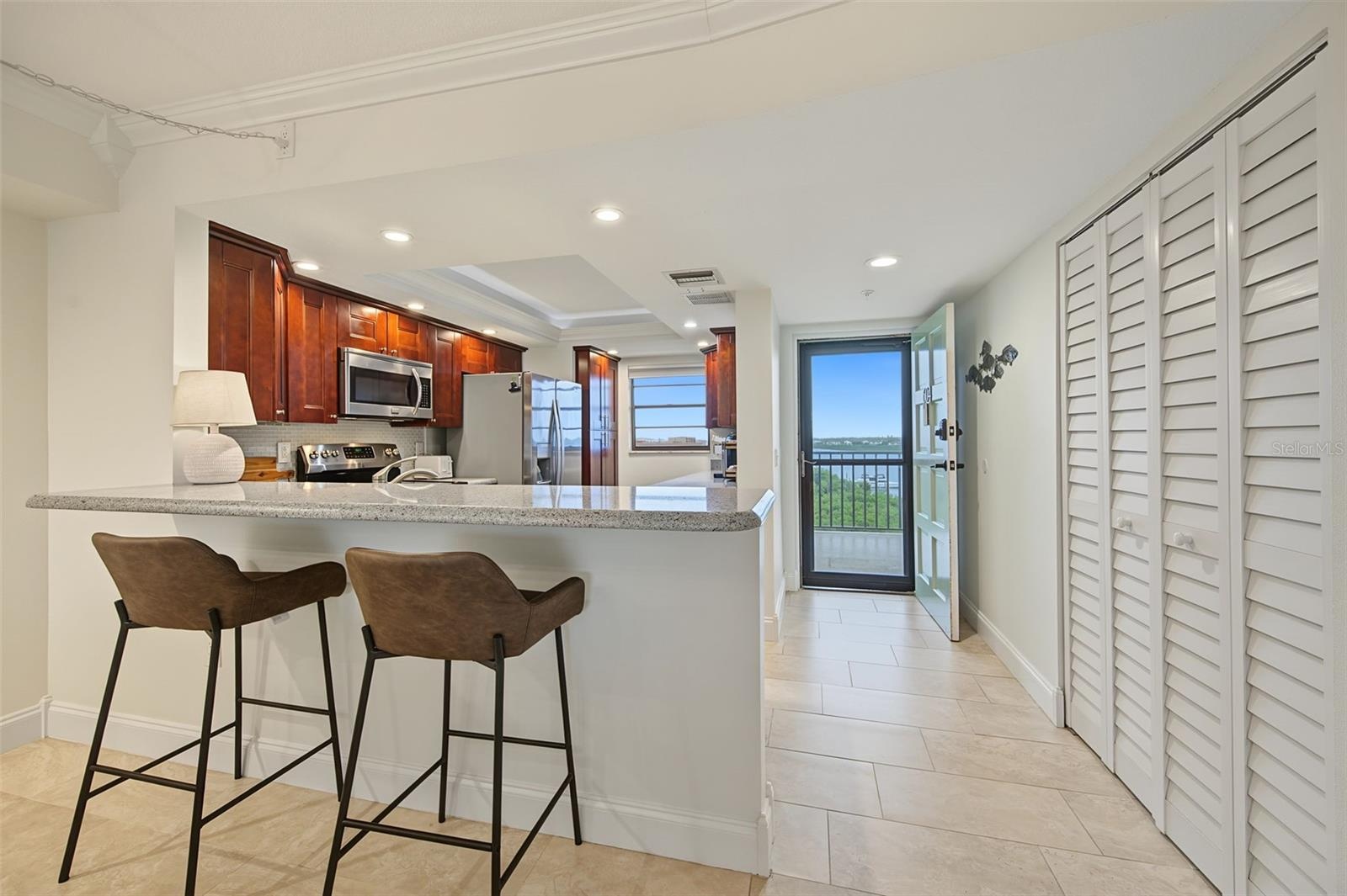 Looking into the Kitchen, over the Breakfast Bar