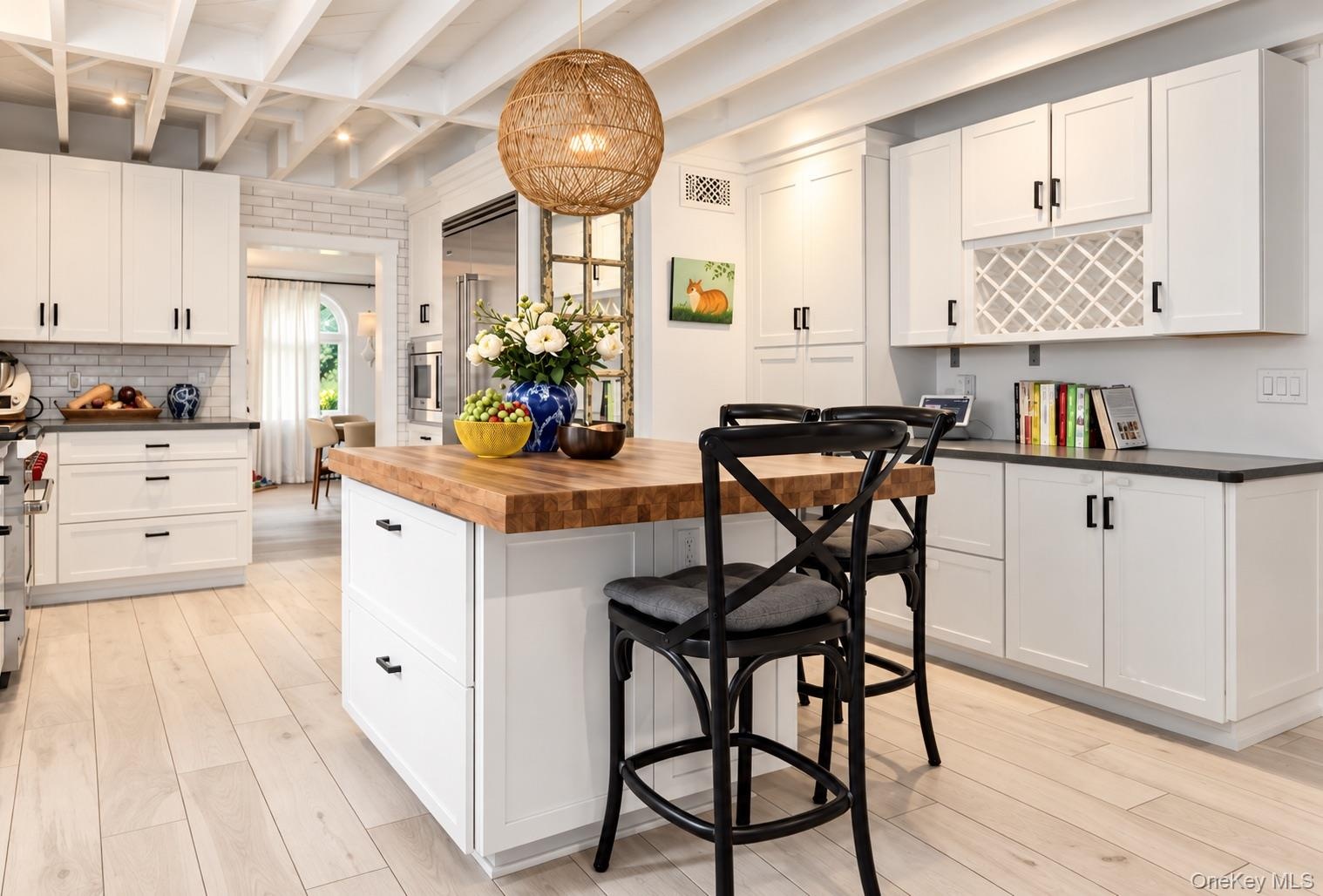 View of kitchen into dining room
