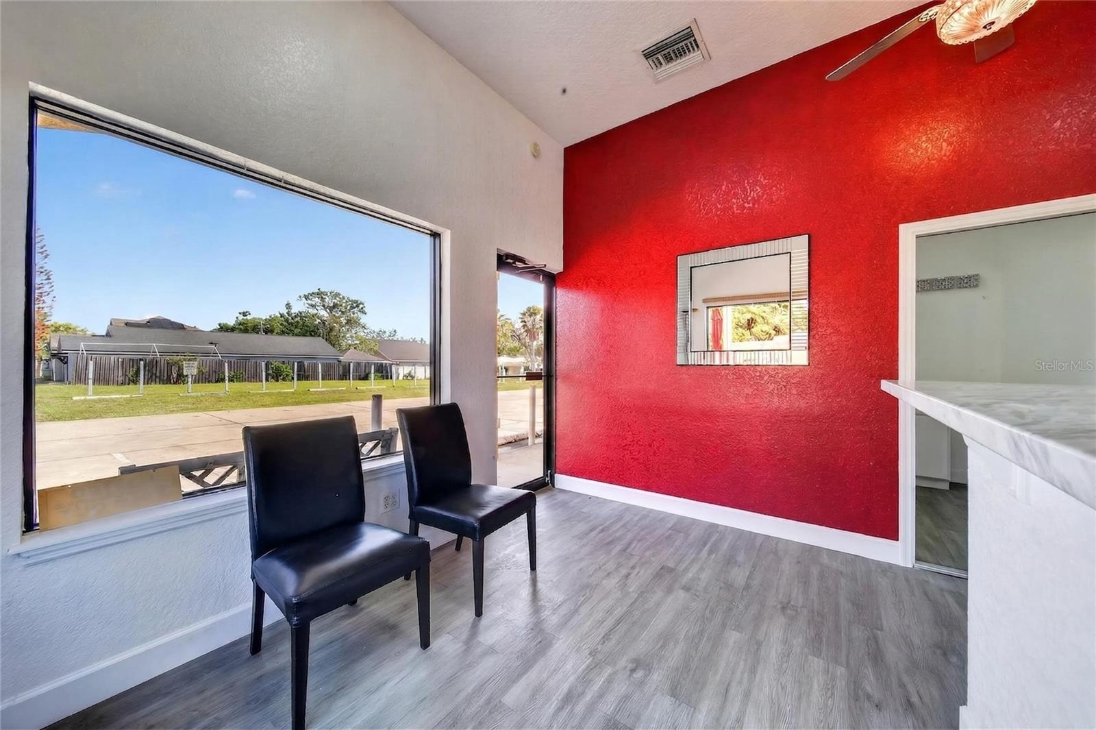 Front window of reception area