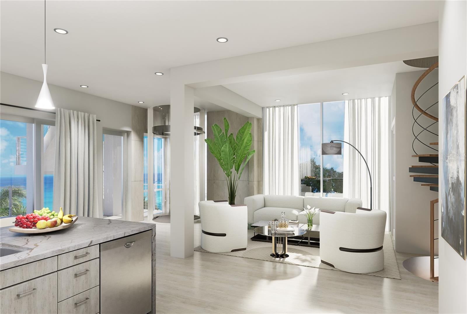 Living Room off kitchen- Virtually Staged
