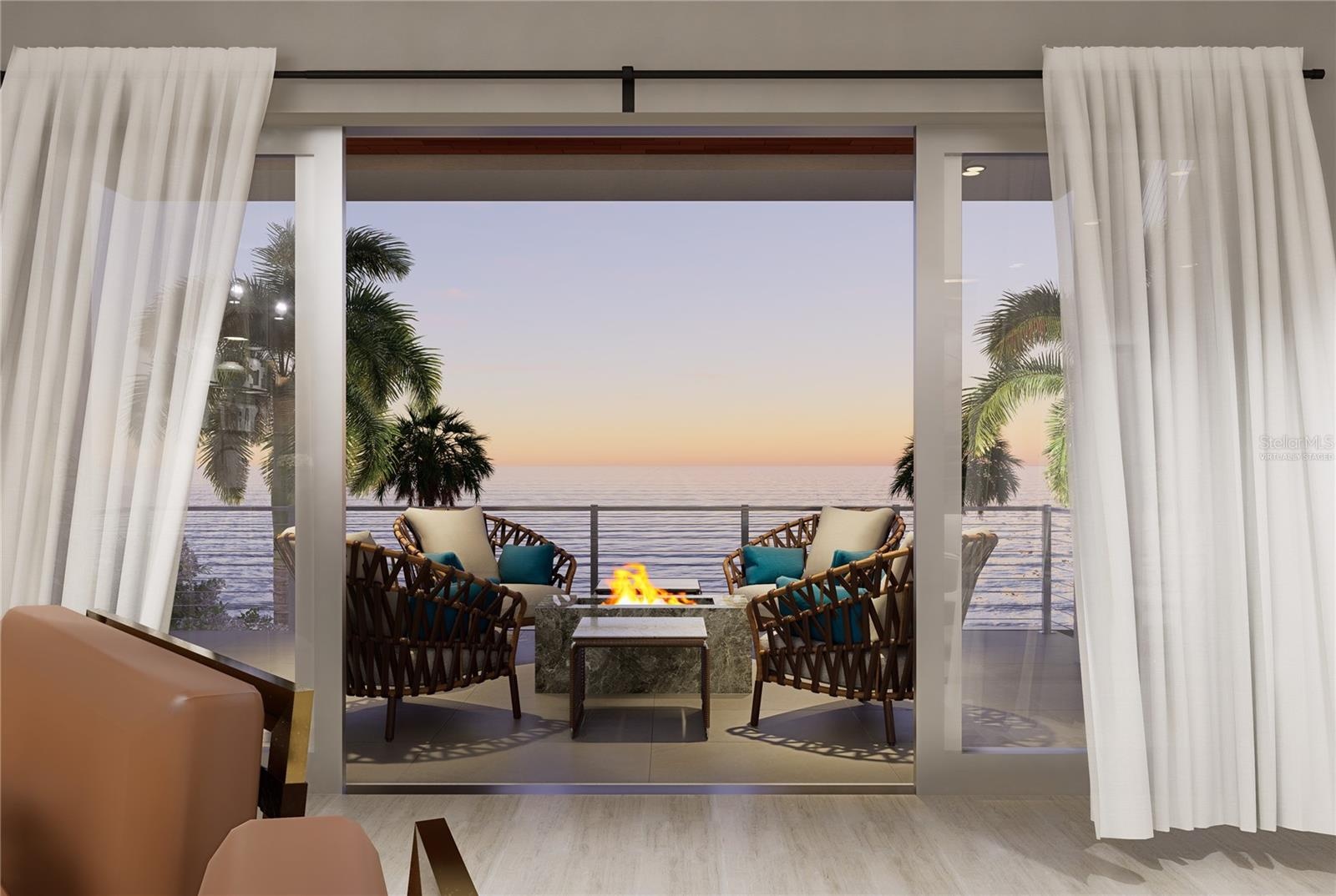 Balcony at dusk- Virtually Staged
