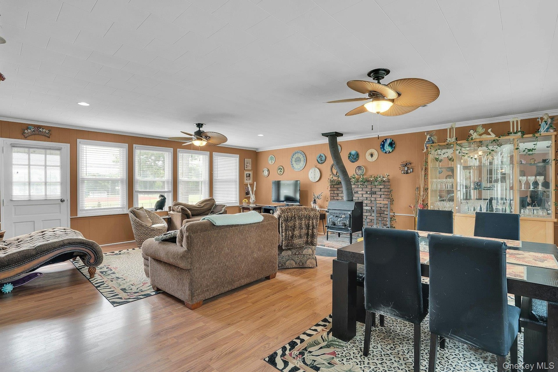 Separate entrance into the Great Room featuring a Franklin Stove.