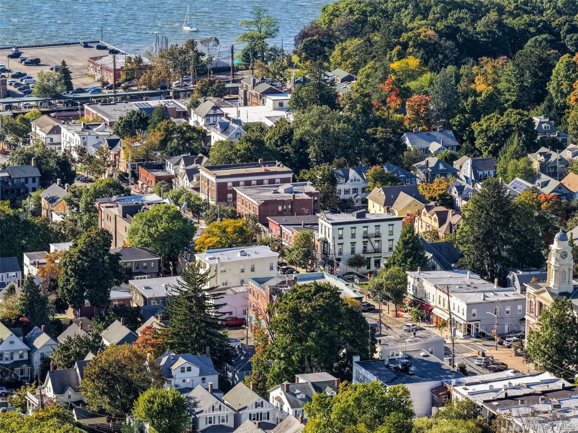 Irvington's Main Street - with the River as a backdrop.