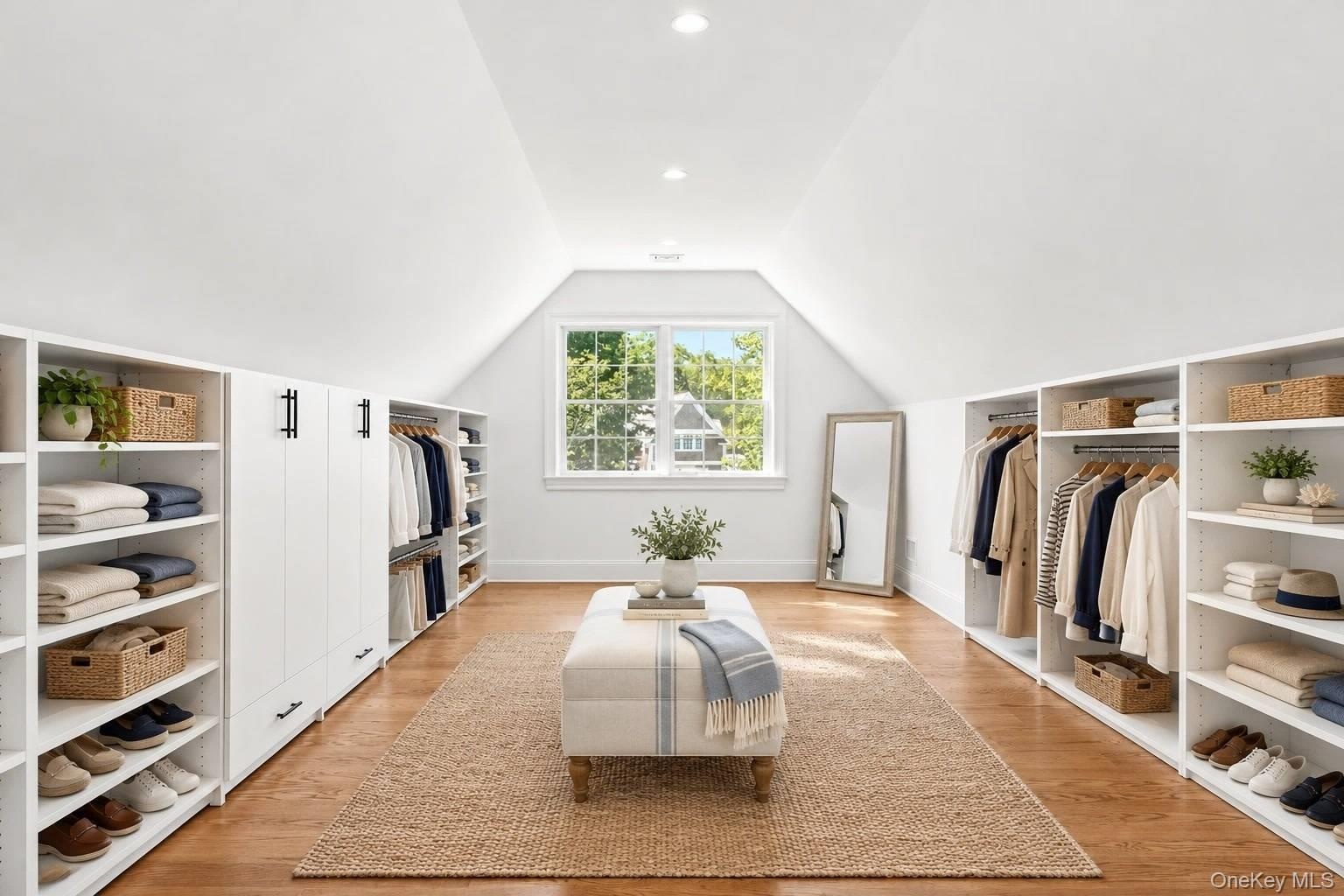 Virtually staged upstairs closet