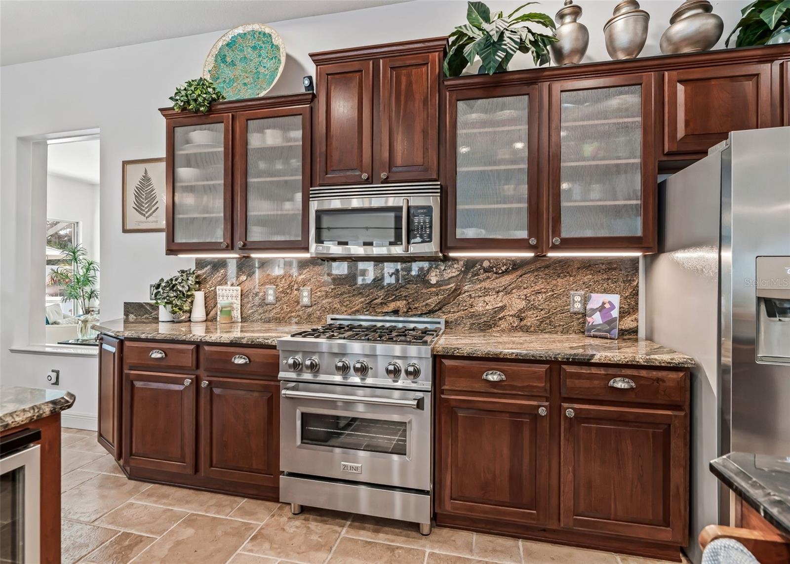 Glass Front Cherry Cabinetry, ZLine Range