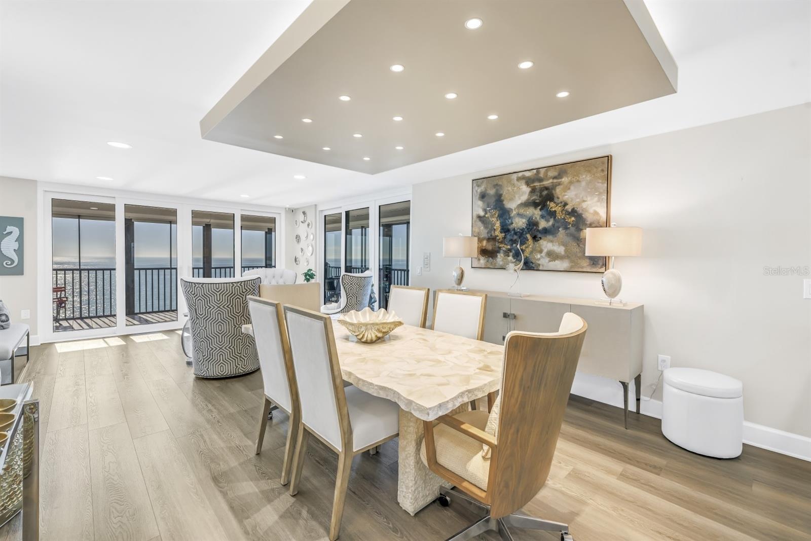 Elegant Dining Under Custom Lighting